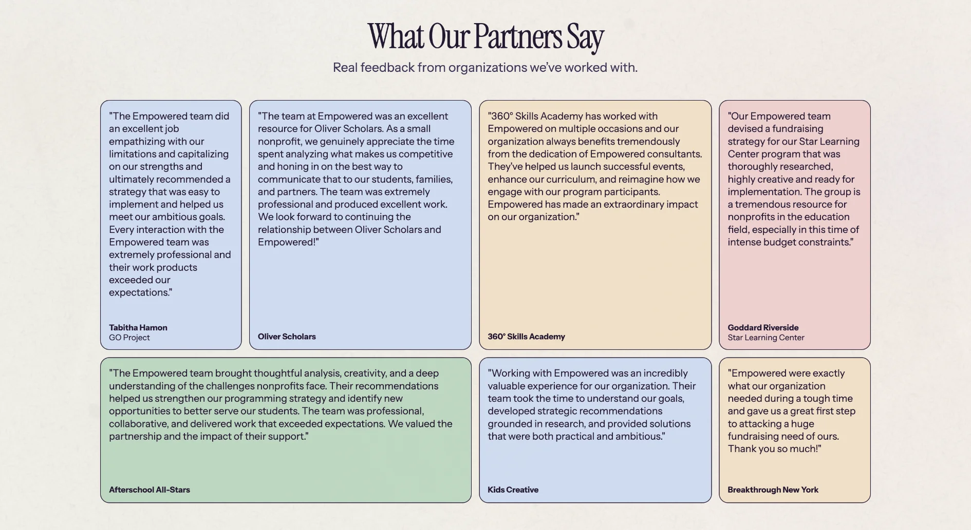 Empowered Website - Empowered Testimonials