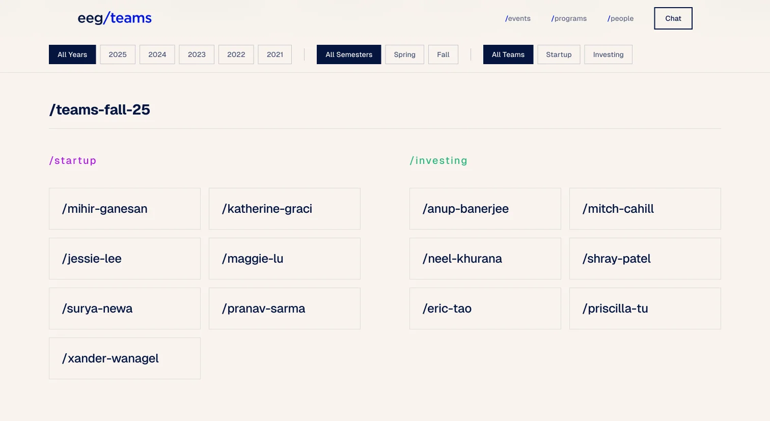 EEG Website - EEG Teams